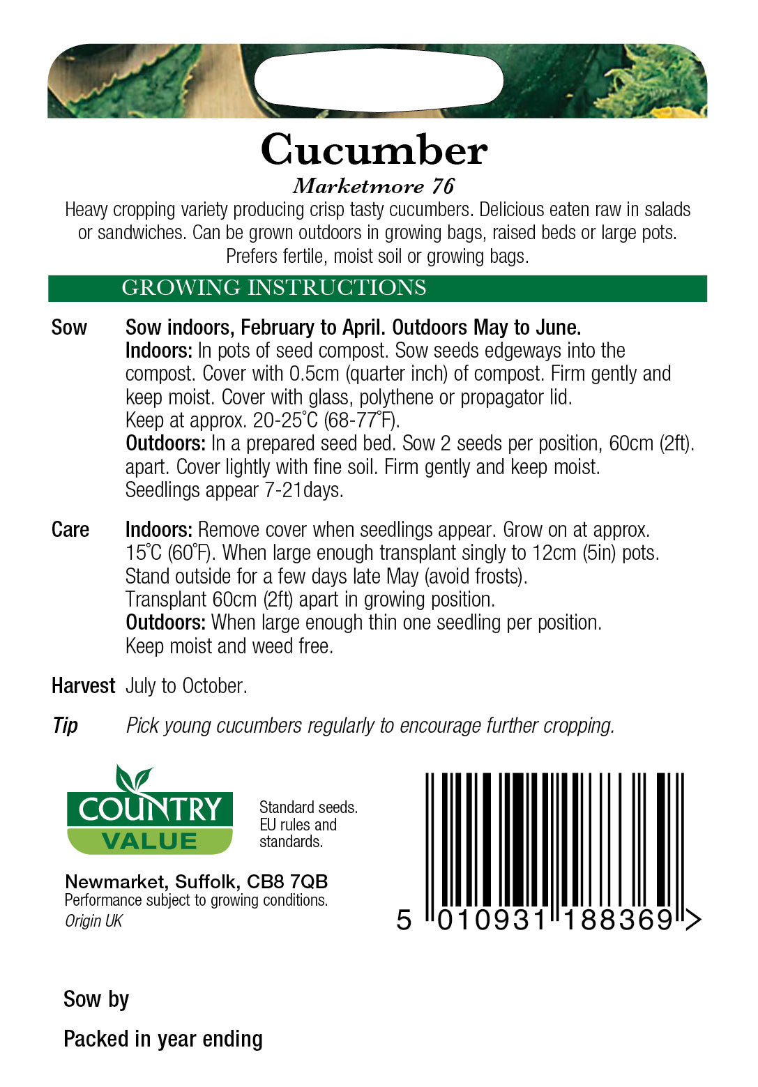 Cucumber Marketmore 76 - 20 Seeds