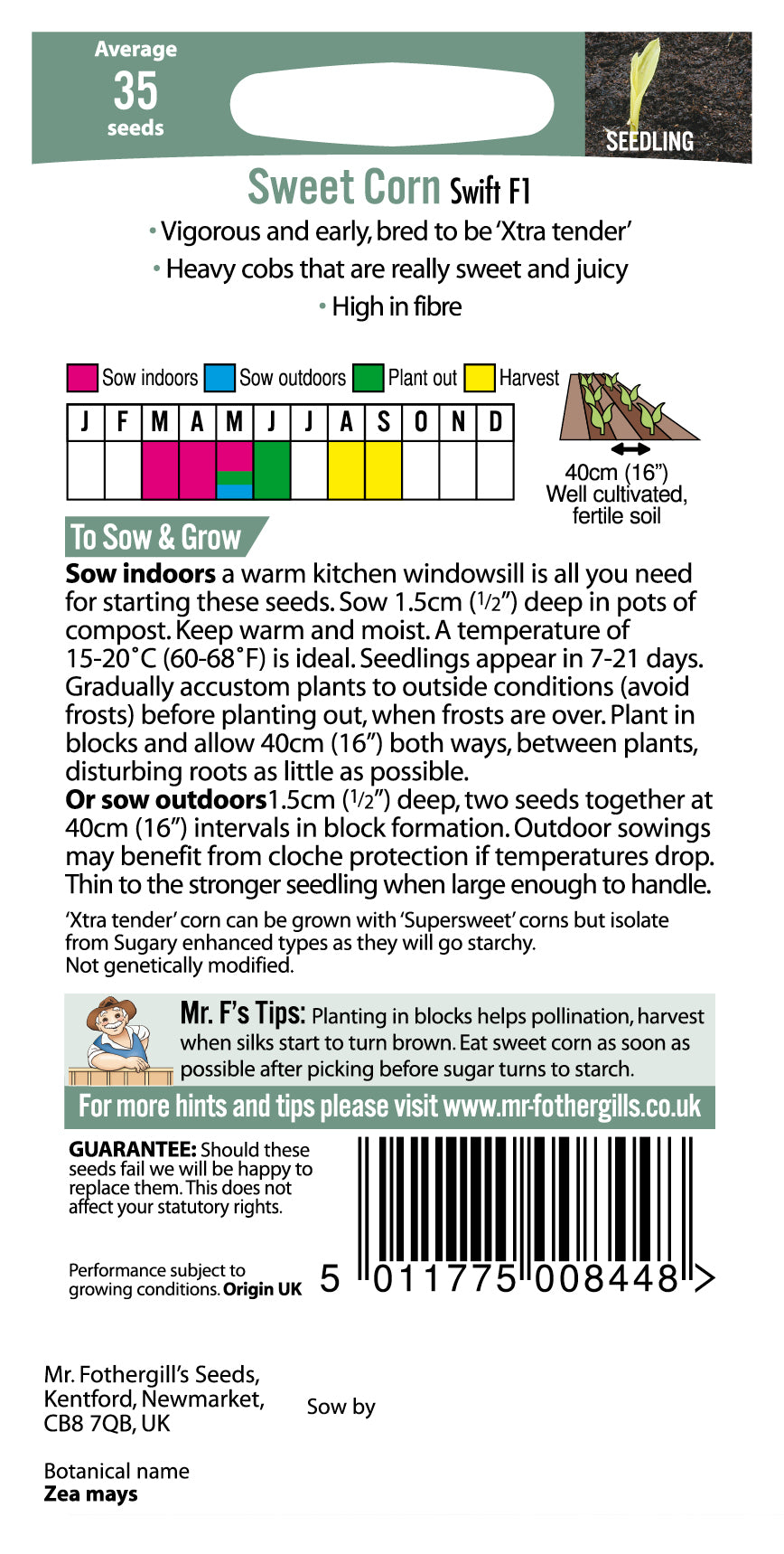 Sweet Corn Swift F1 35 Seeds