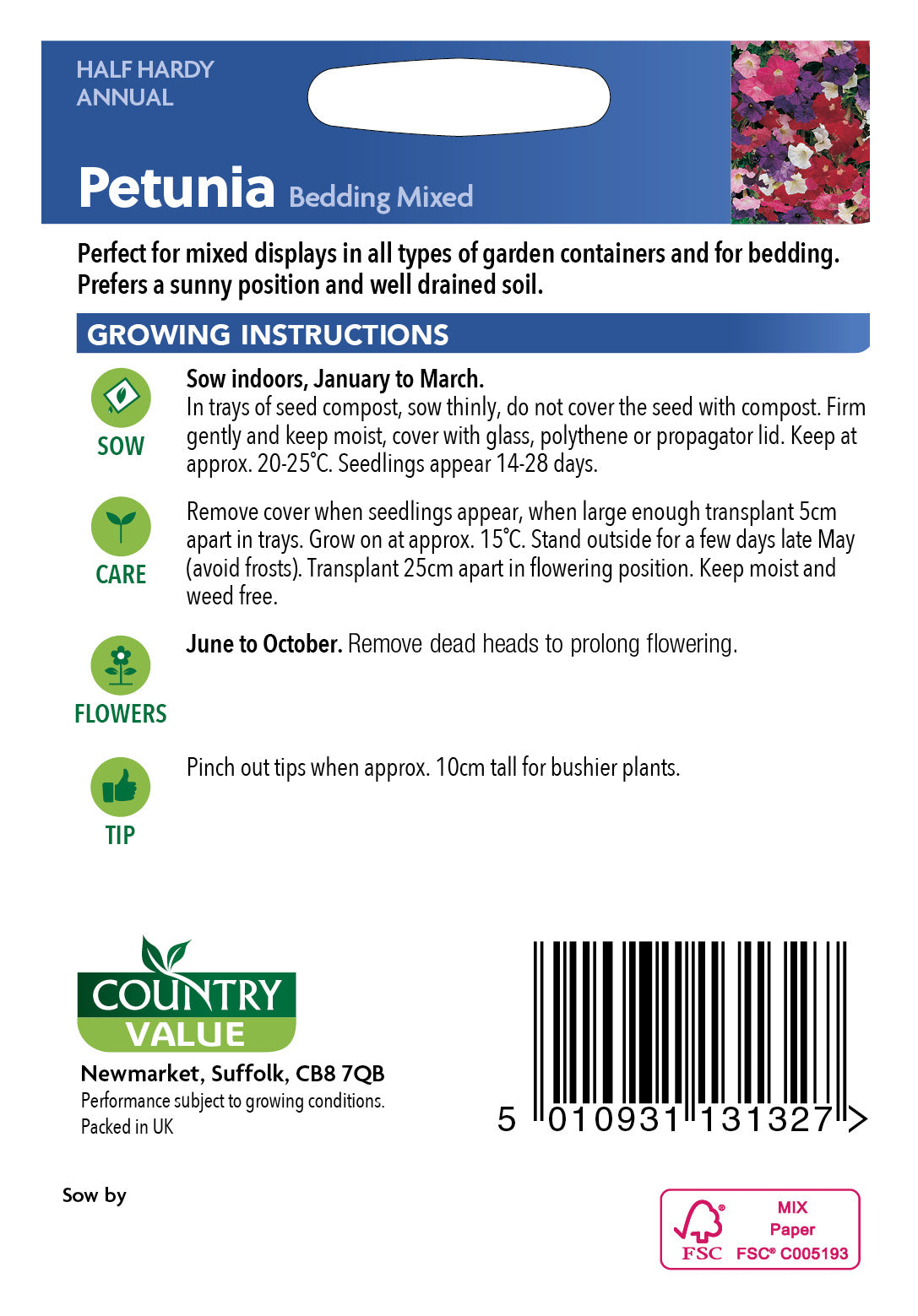 Petunia Bedding Mixed 650 Seeds