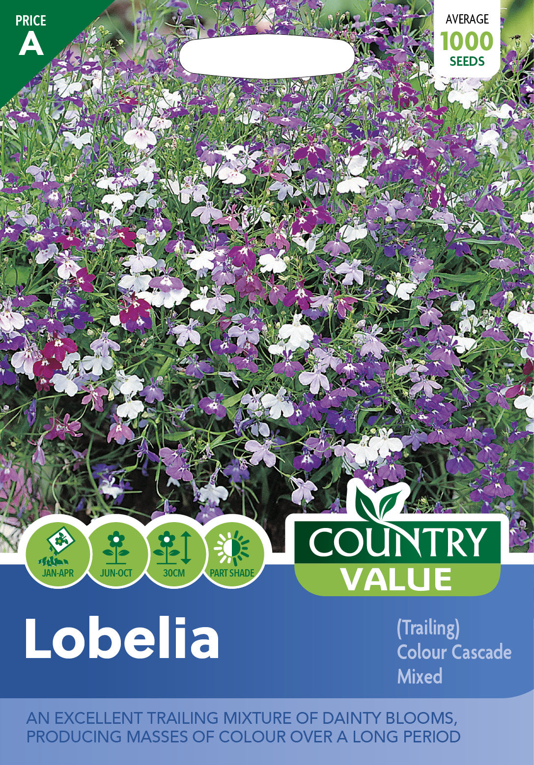 Lobelia (Trailing) Colour Cascade Mixed 1000 Seeds