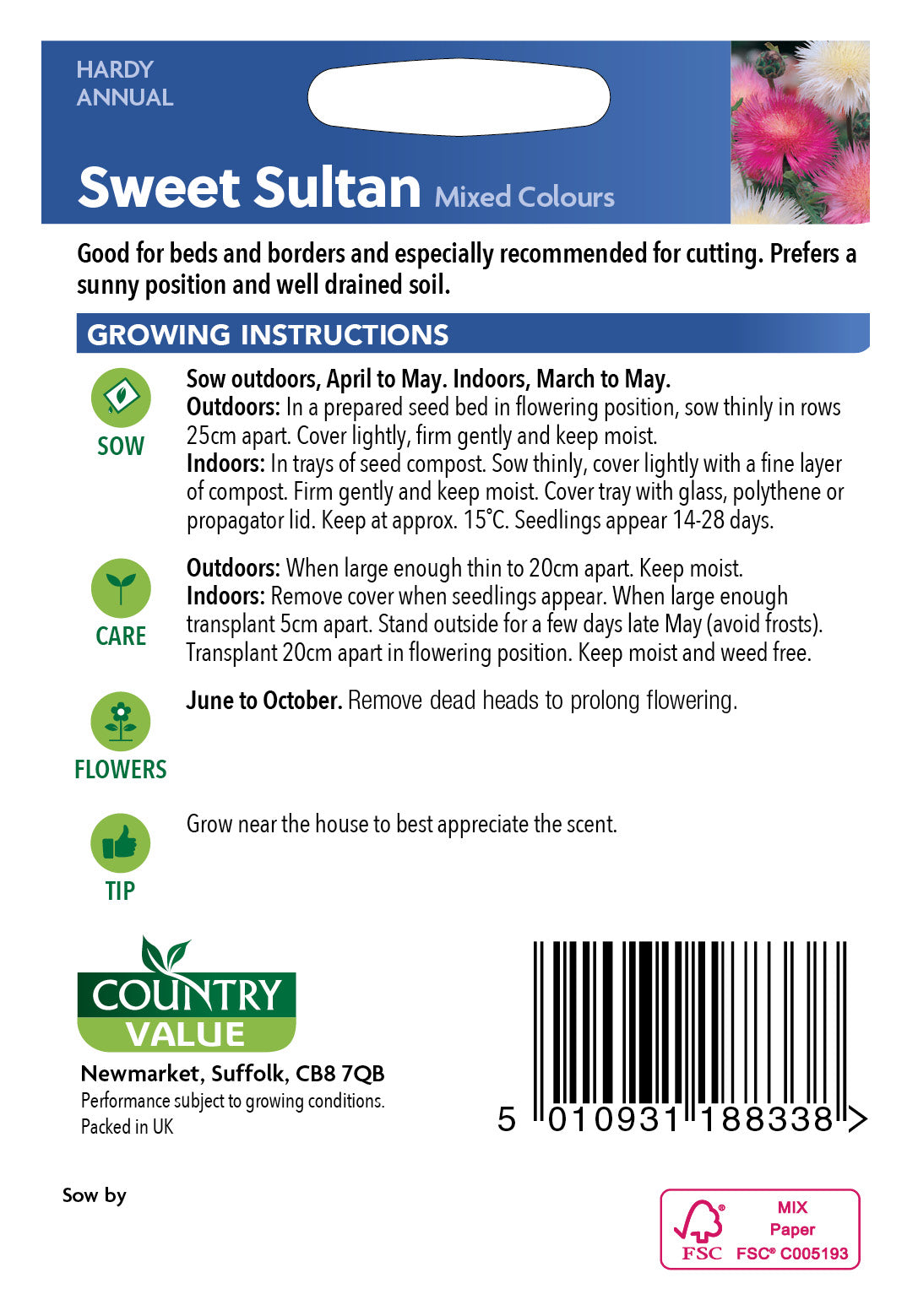 Sweet Sultan Mixed Colours 75 Seeds