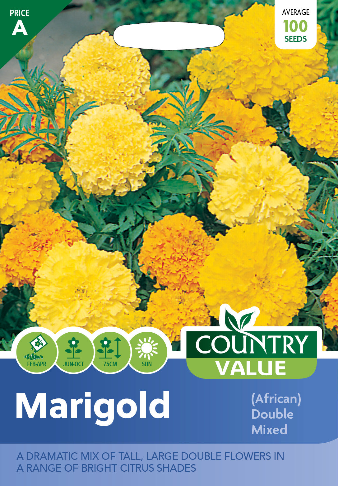 Marigold (African) Double Mixed 100 Seeds