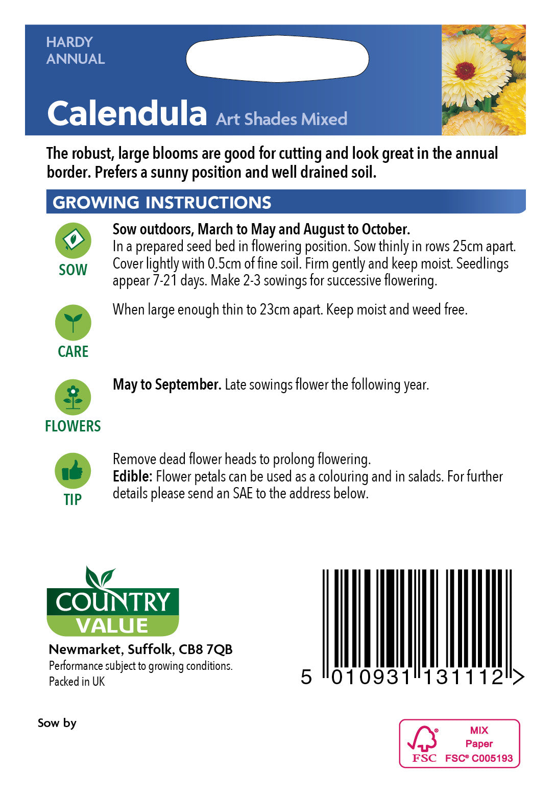Calendula Art Shades Mixed 150 Seeds