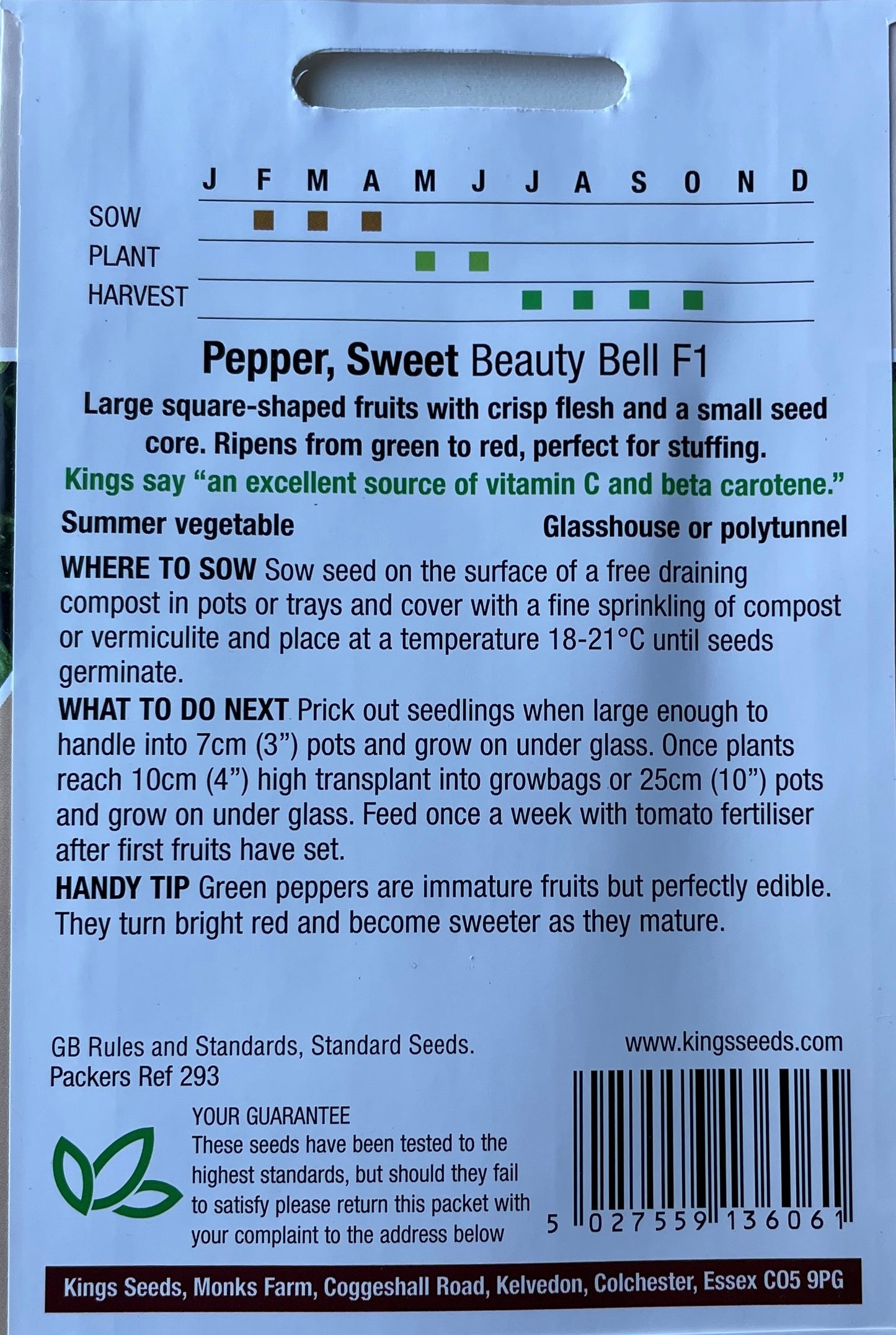Sweet Pepper Beauty Bell F1 25 Seeds