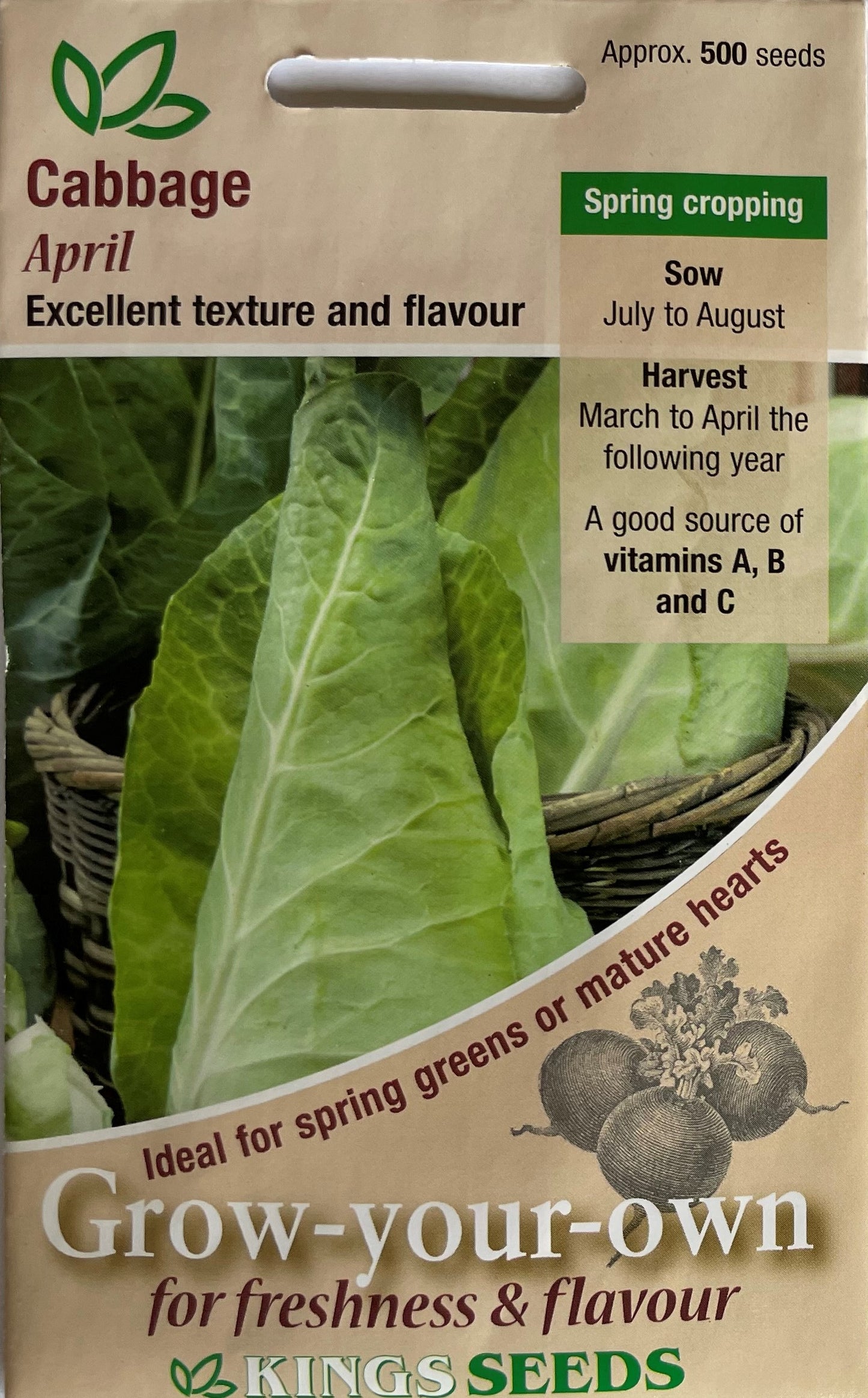 Cabbage April Seeds 500 Seeds