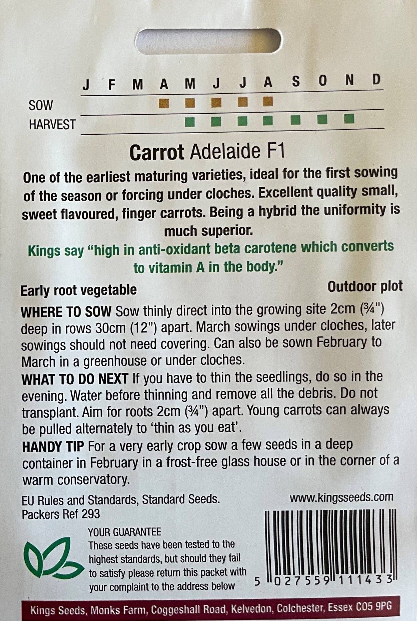 Carrot Adelaide F1 500 Seeds