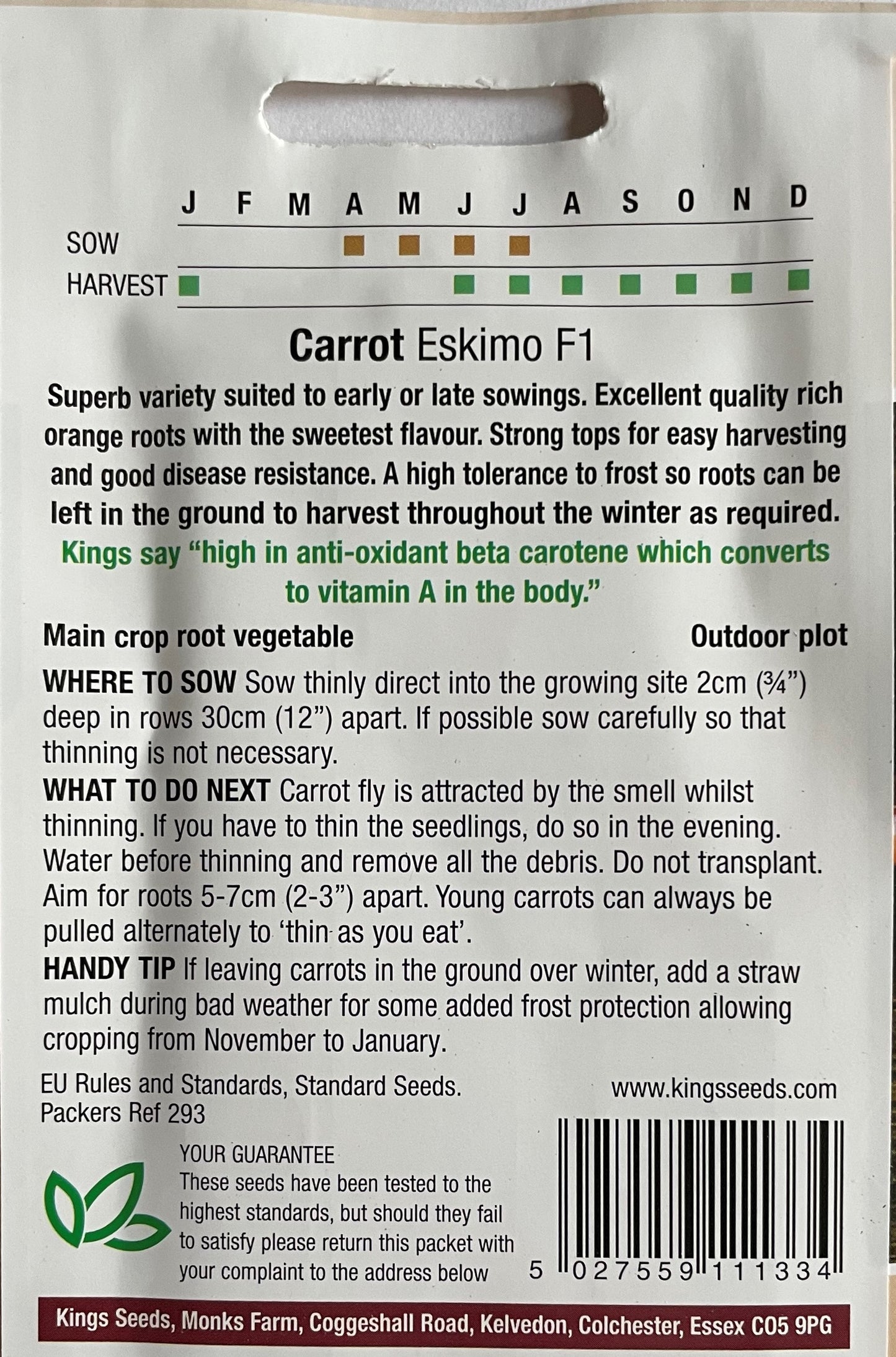 Carrot Eskimo F1 400 Seeds