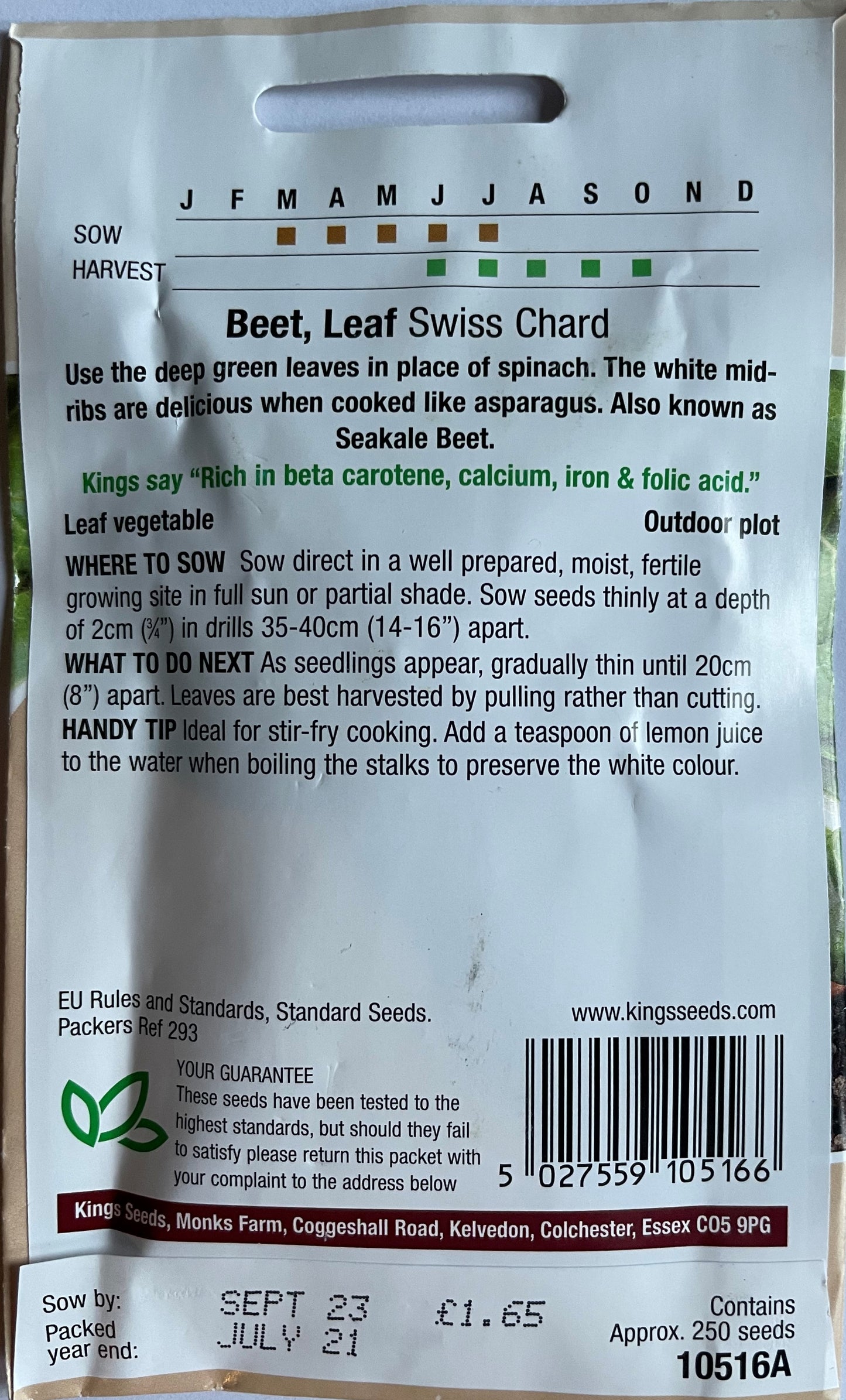 Beet Leaf Swiss Chard 250 Seeds