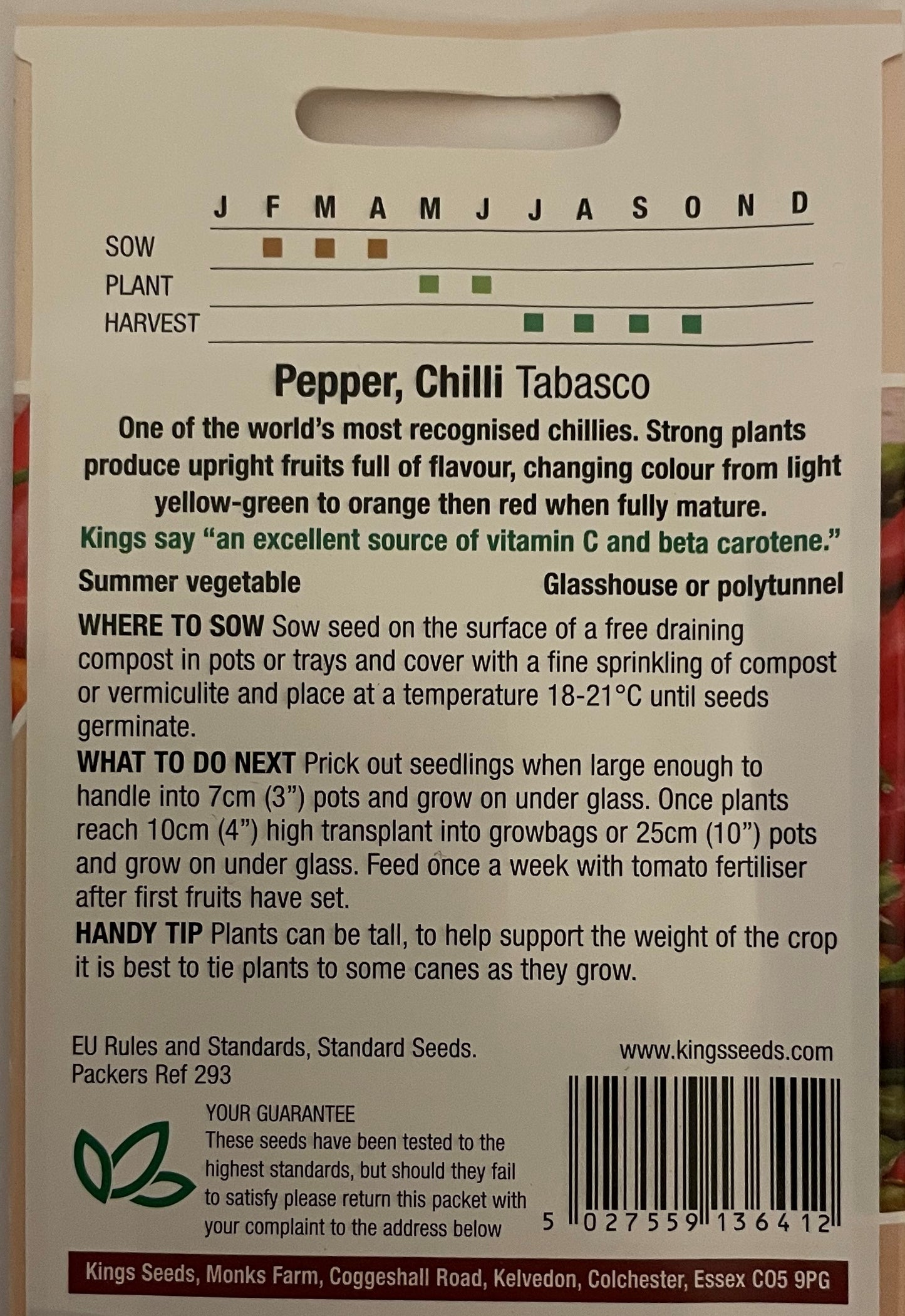 Chilli Pepper Tabasco 15 Seeds