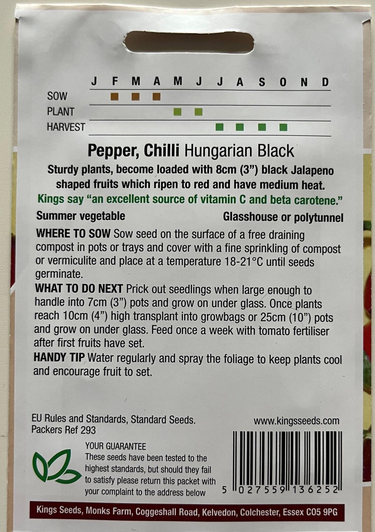 Chilli Pepper Hungarian Black 10 Seeds