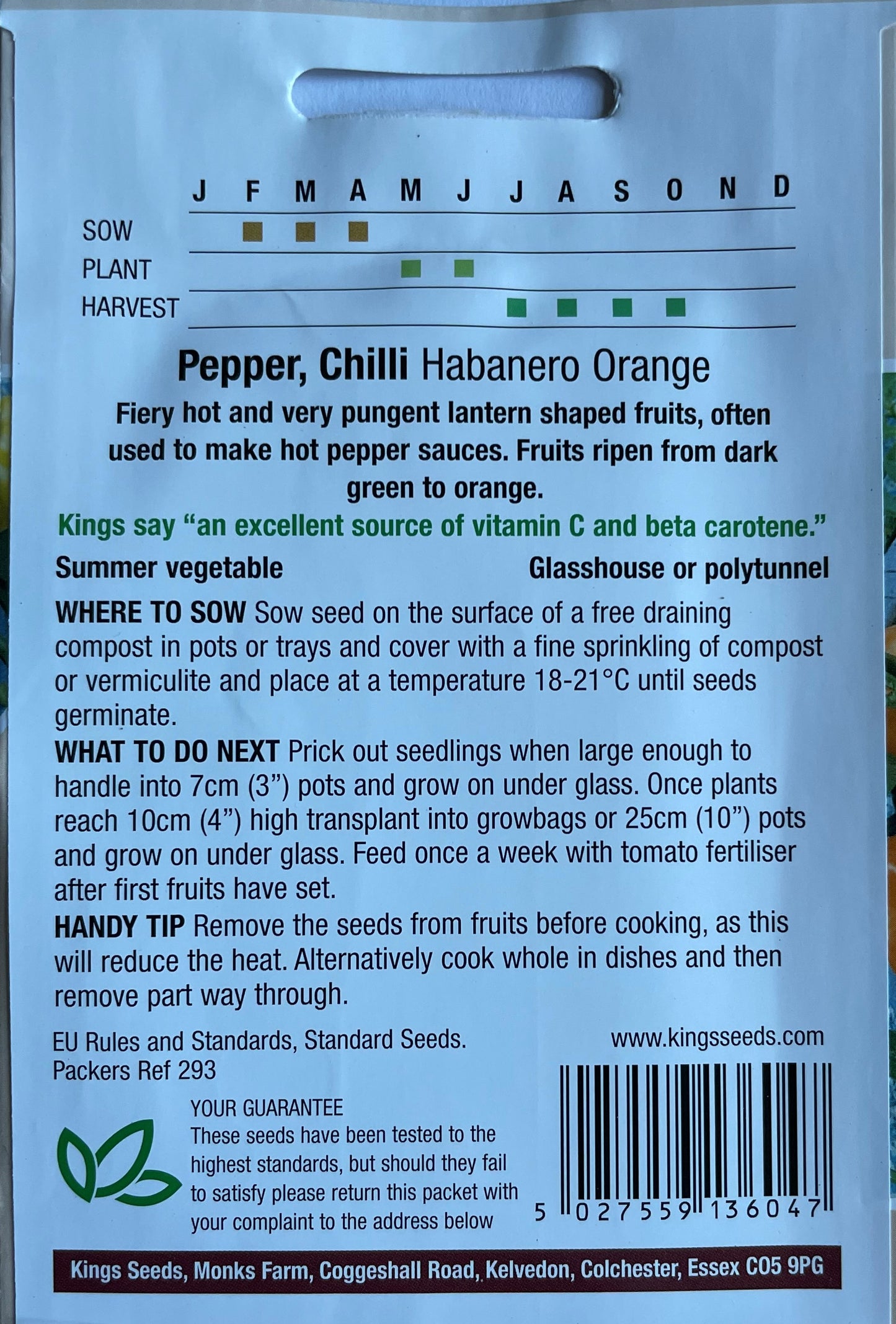Chilli Pepper Habanero Orange 50 Seeds