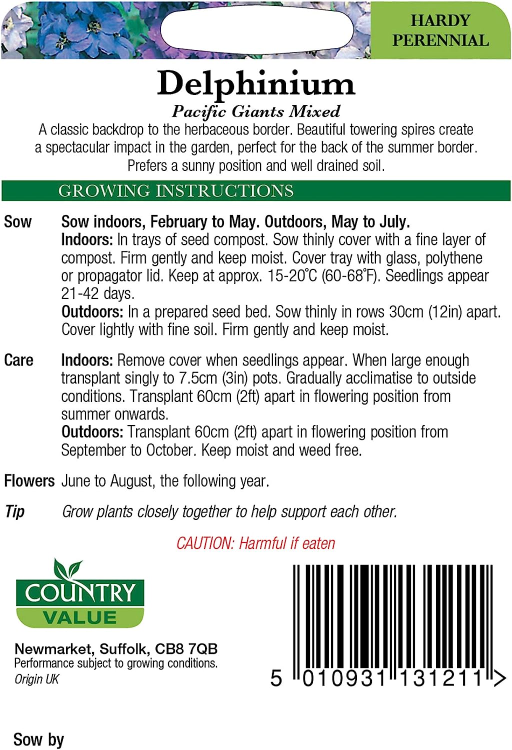 Delphinium Pacific Giants Mixed 60 Seeds