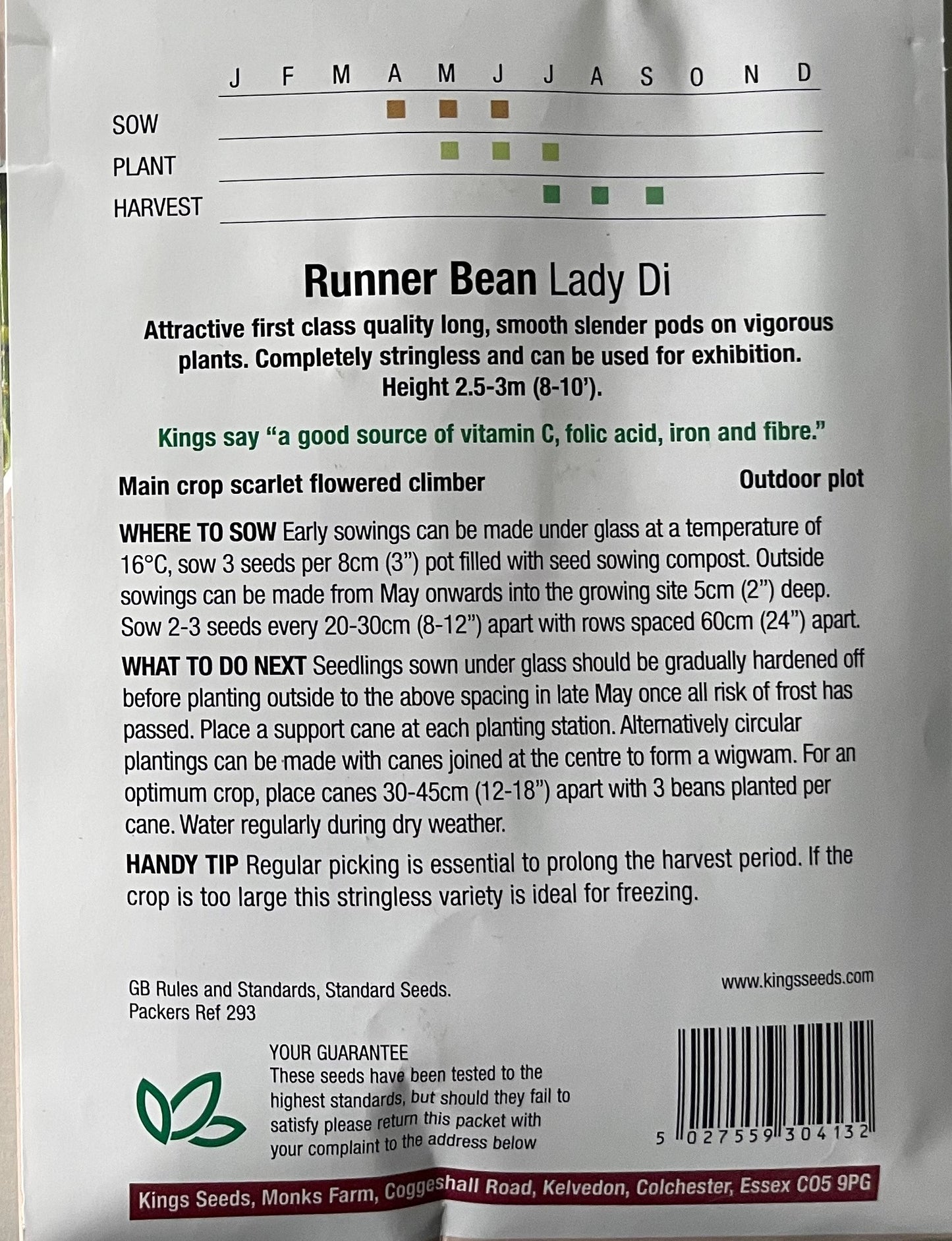 Runner Bean Lady Di 45 Seeds