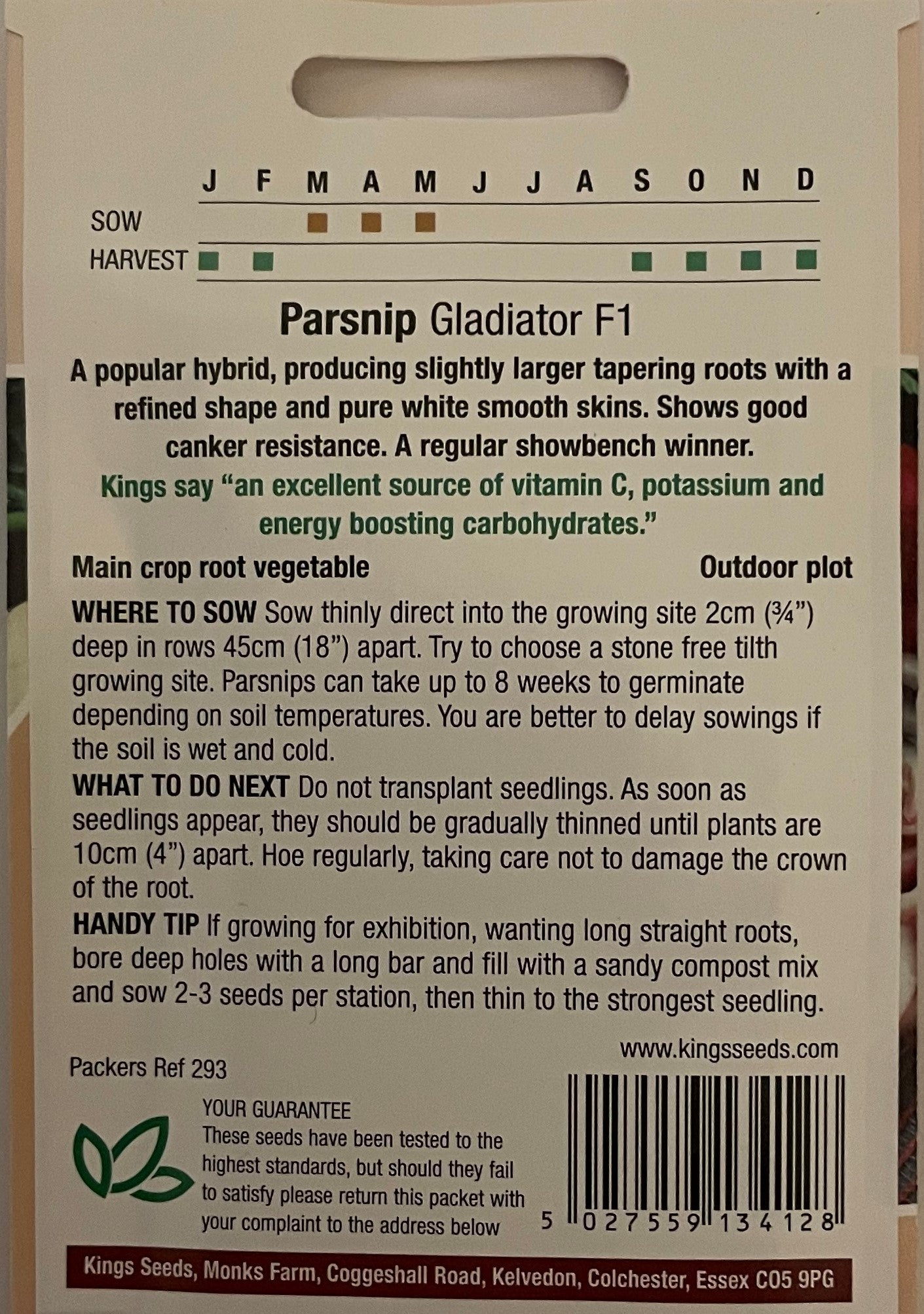 Parsnip Gladiator F1 500 Seeds