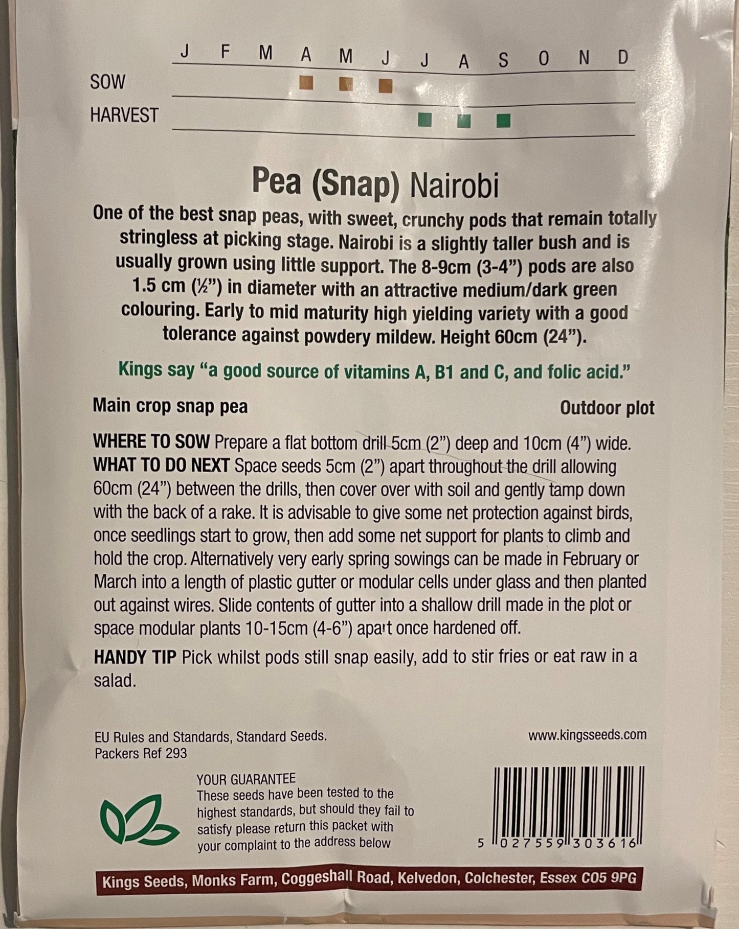 Pea (Snap) Nairobi 250 seeds