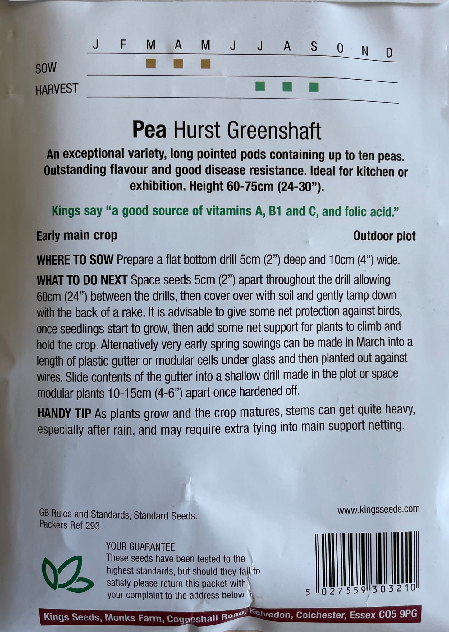 Pea Hurst Green Shaft 350 Seeds