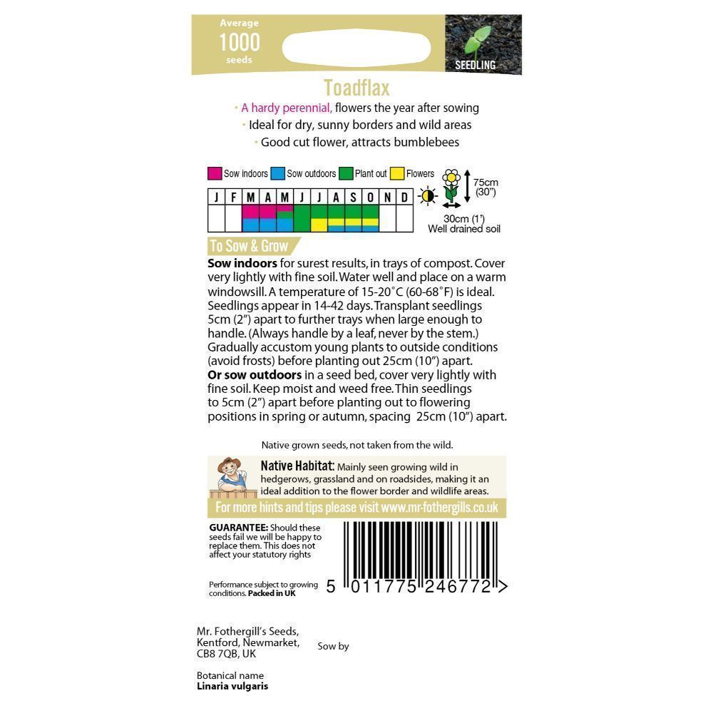 Wildflowers Toadflax 1000 Seeds