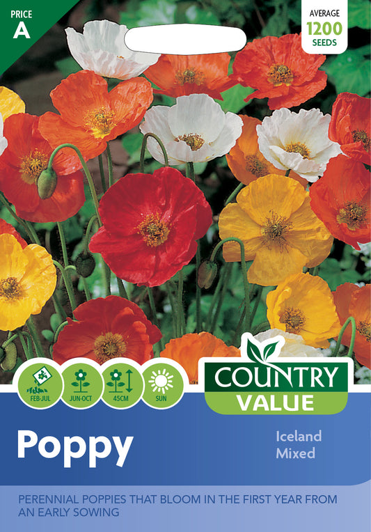 Poppy Iceland Mixed 1200 Seeds