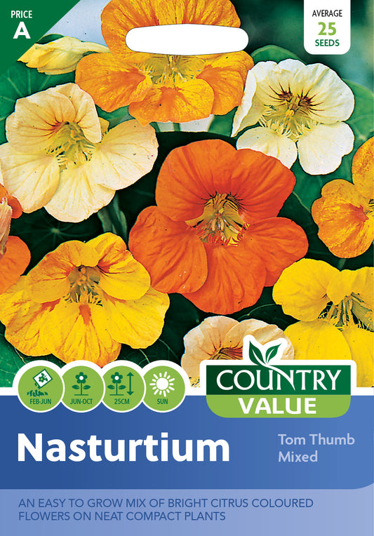 Nasturtium Tom Thumb Mixed 25 Seeds
