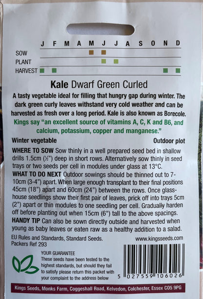 Kale Dwarf Green Curled 425 Seeds